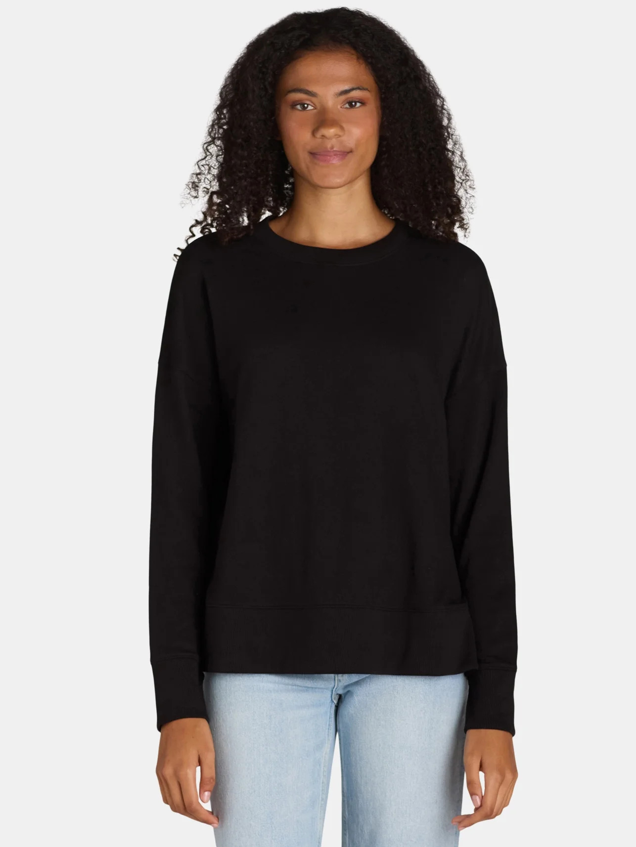 Time and Tru Women's Crewneck Sweatshirt with High-Low Hem, Sizes XS -4X | Walmart (US)
