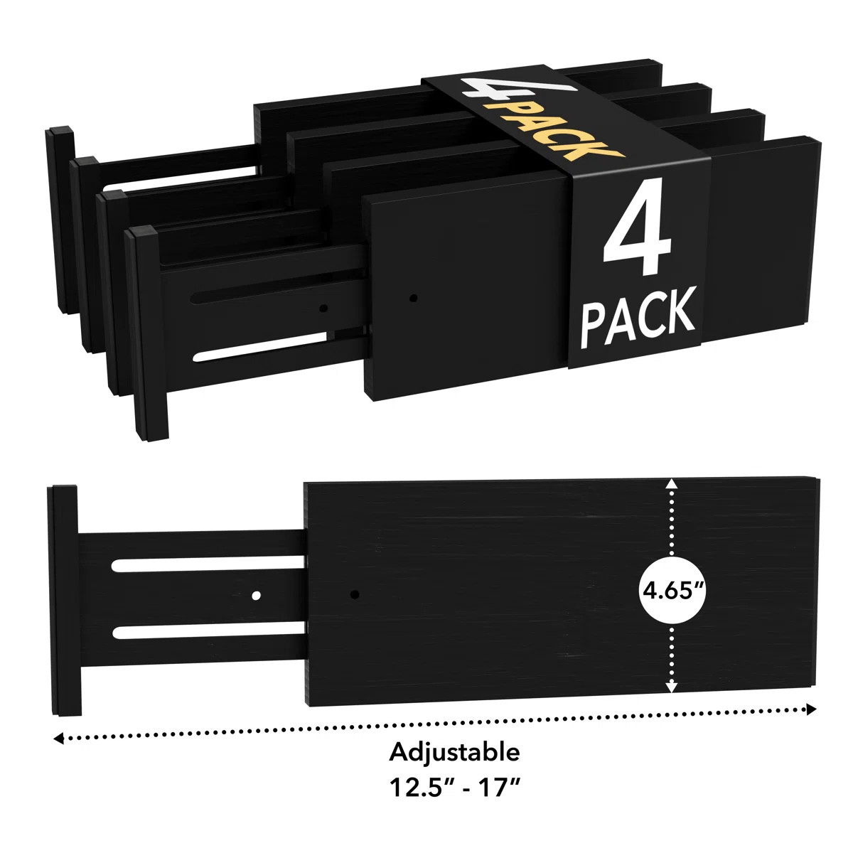 Bamboo Dresser Drawer Dividers, 4-Pack, 4.65" High Adjustable Organizers – Expandable Storage S... | Wayfair North America