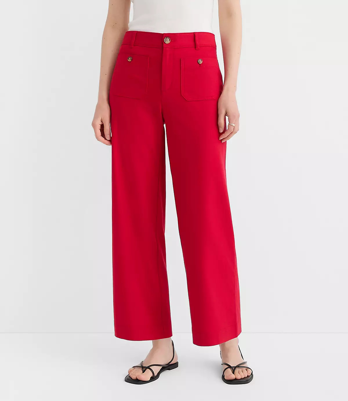 Petite Palmer Wide Leg Crop Pants in Cotton Linen | LOFT