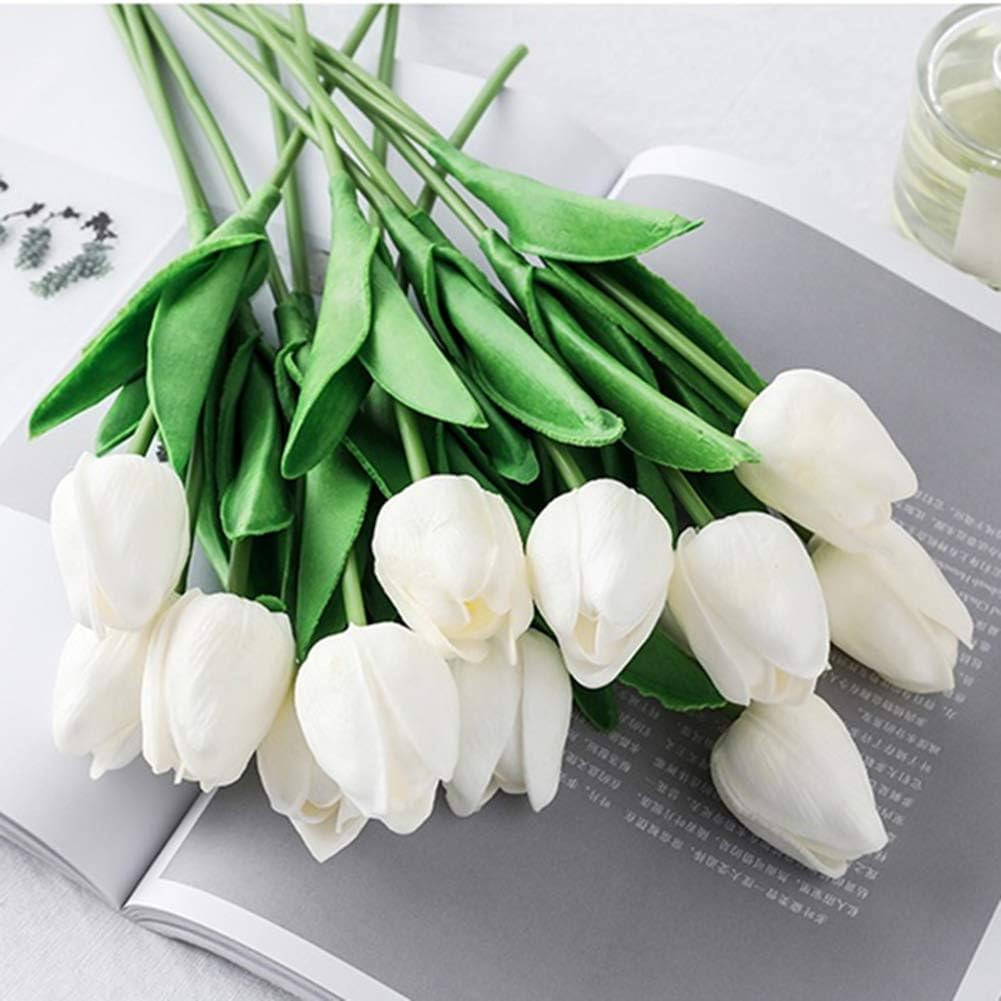 20pcs Artificial Tulips PU Touch Single Stem Fake Flower Bouquet Arrangement for Home Party Weddi... | Amazon (US)
