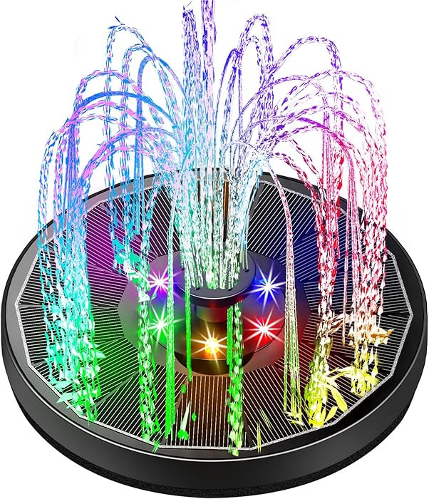 Yzert Solar Fountain Glass Panel with 2200 mah Battery, 3.5W Floating Solar Water Fountain with 4... | Amazon (US)