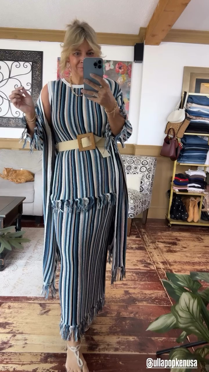 @ullapopkenusa knit skirt, tank & front duster- all size 12/14
Use code NOIULLA to save 35% 

#LTKSeasonal #LTKOver40 #LTKMidsize