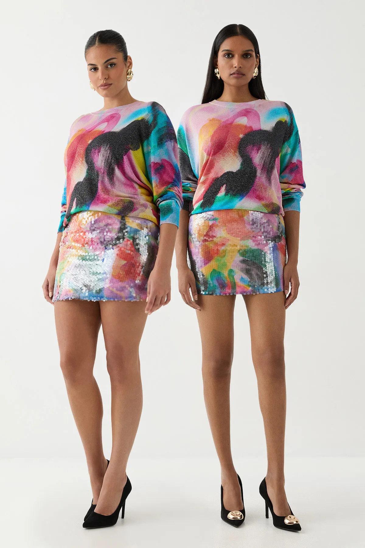 Skirts | Ashish Sequin Brushstroke Print Mini Skirt | Debenhams | Debenhams UK
