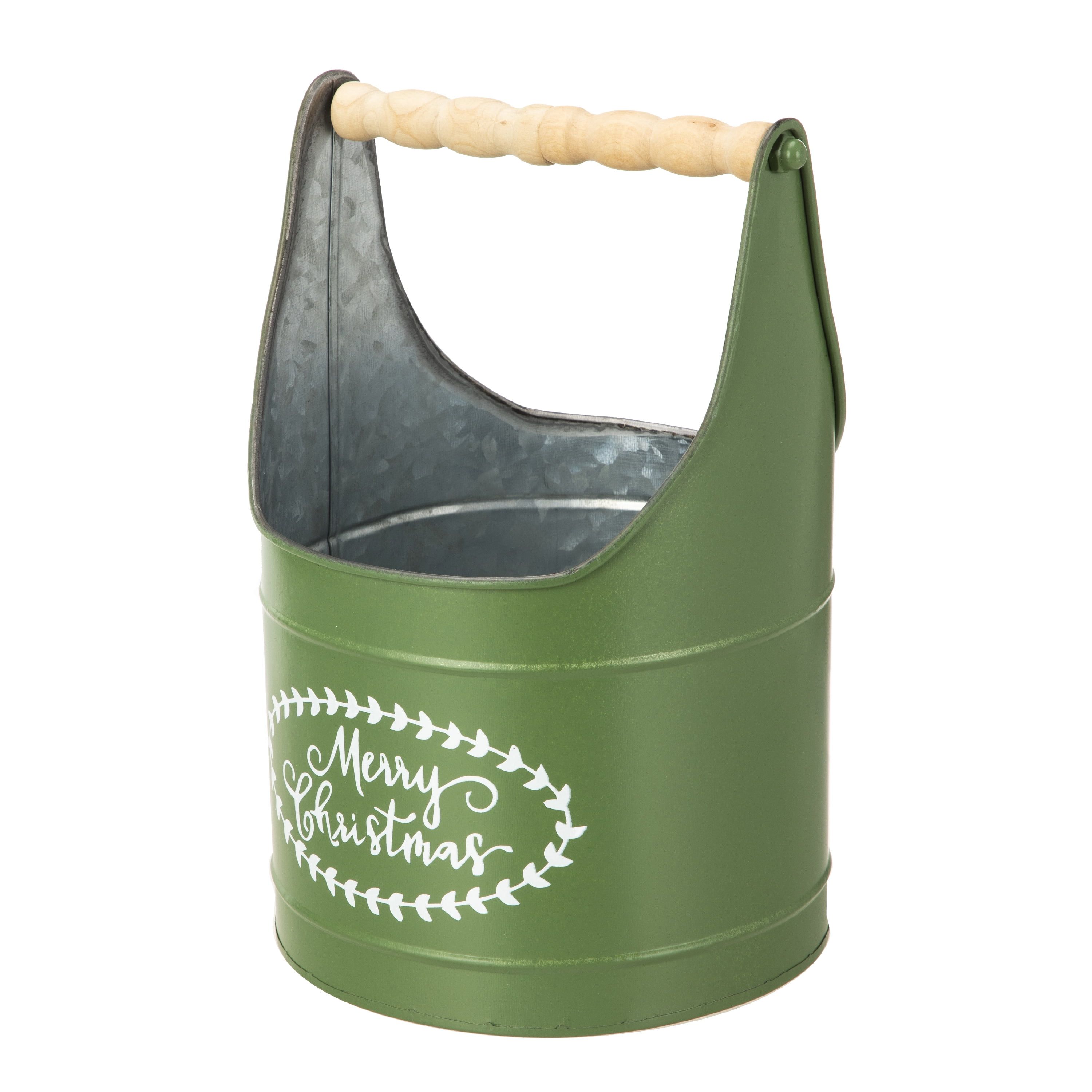 Holiday Time Small Metal Bucket Tabletop Decoration, Green | Walmart (US)