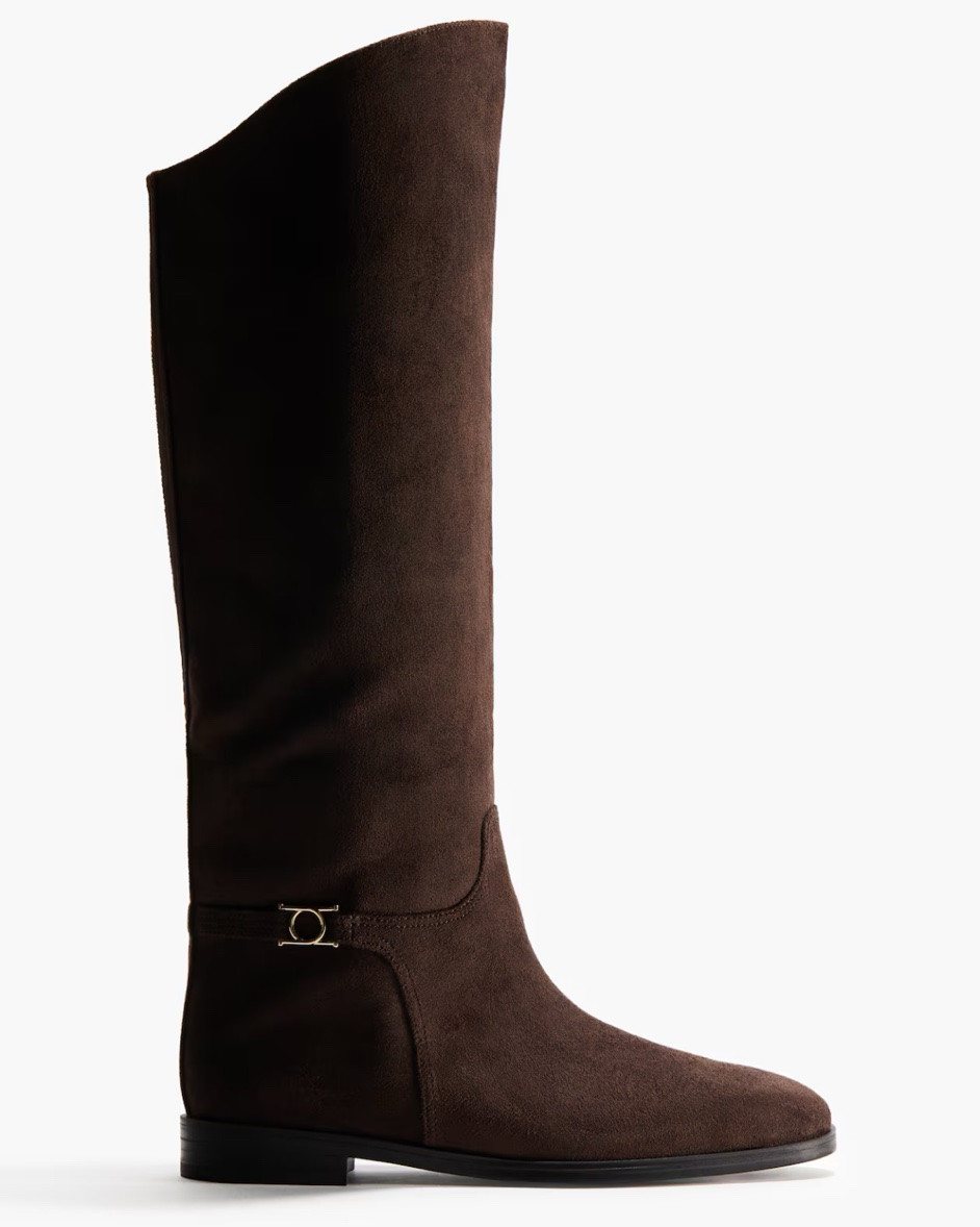 Chocolate brown faux suede riding boots

#LTKSeasonal