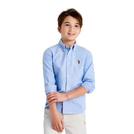 U.S. Polo Assn. Boys Long Sleeve Button Down Oxford Shirt, Sizes 4-18 | Walmart (US)