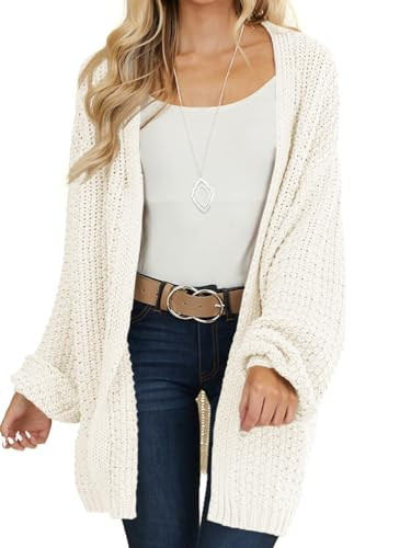 Maroway Womens Cardigan Solid Color Long Sleeve Open Front Chunky Knit Sweater Outwear | Amazon (US)