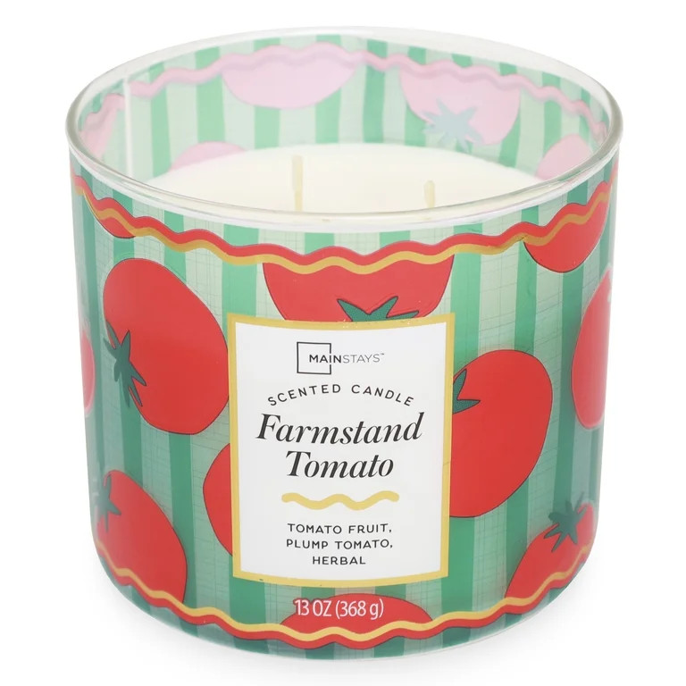 Mainstays 13-Ounce 3-Wick Farmstand Tomato Fragrance Candle with Decorative Wrap | Walmart (US)