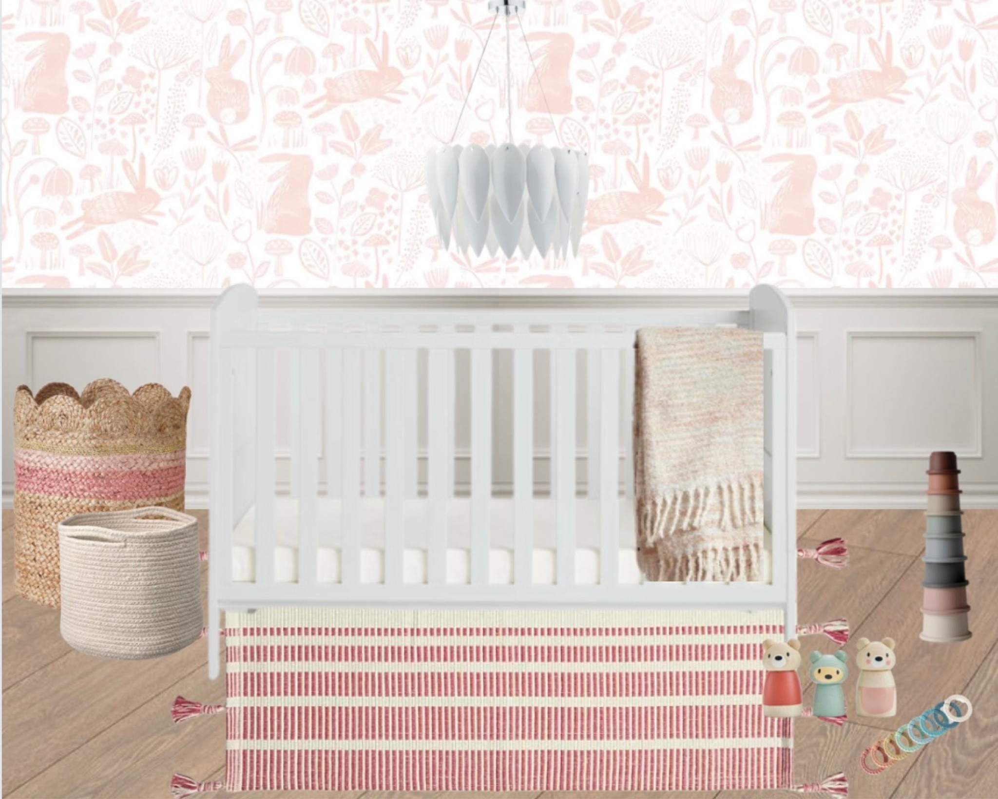 Pink themed nursery 🐇🩷 

#nursery #nurserydesign #nurseryinspo #nurseryideas #pink #pinknursery #pinknurserydesign #baby #cot #pinkwallpaper 