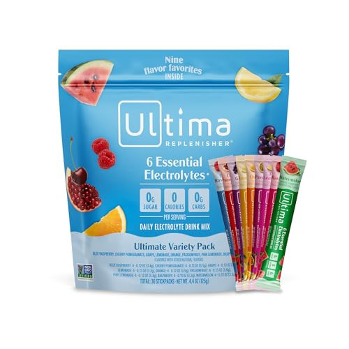 Ultima Replenisher Daily Electrolyte Powder – Ultimate Variety Pack, 36 Stickpacks – Zero Sugar Hydration Packets with 6 Electrolytes and Minerals – Sugar Free, Plant Based & Keto Friendly​ Drink Mix | Amazon (US)