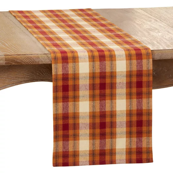Saro Lifestyle Plaid Runner, 13"x72", Rust | Target
