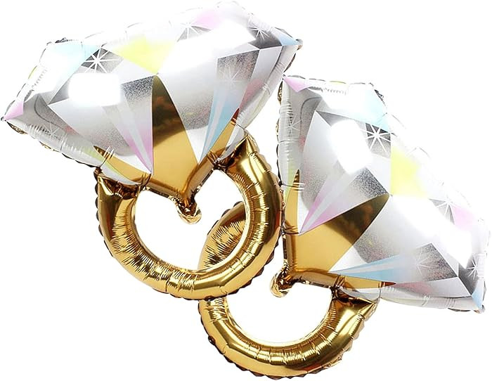 2Pcs Diamond Ring Aluminum Balloon,Wedding Bridal Shower Marriage Engagement Party Supplies | Amazon (US)