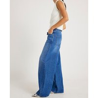River Island Womens Blue Baggy Wide Leg Tie Waist Jeans | River Island UK & IE