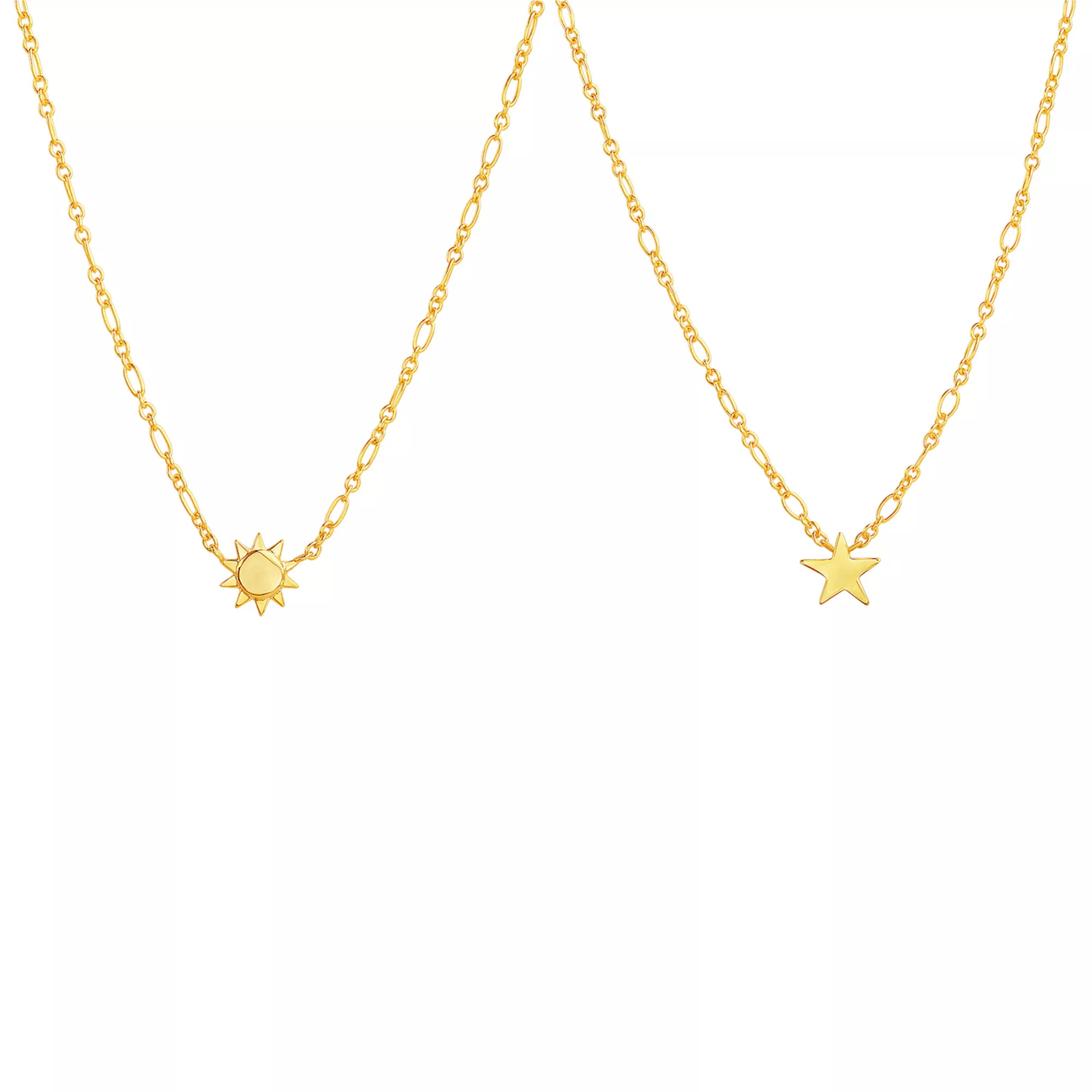 Paige Harper 14k Gold Plated Star & Sun Necklace Duo Set | Kohl's