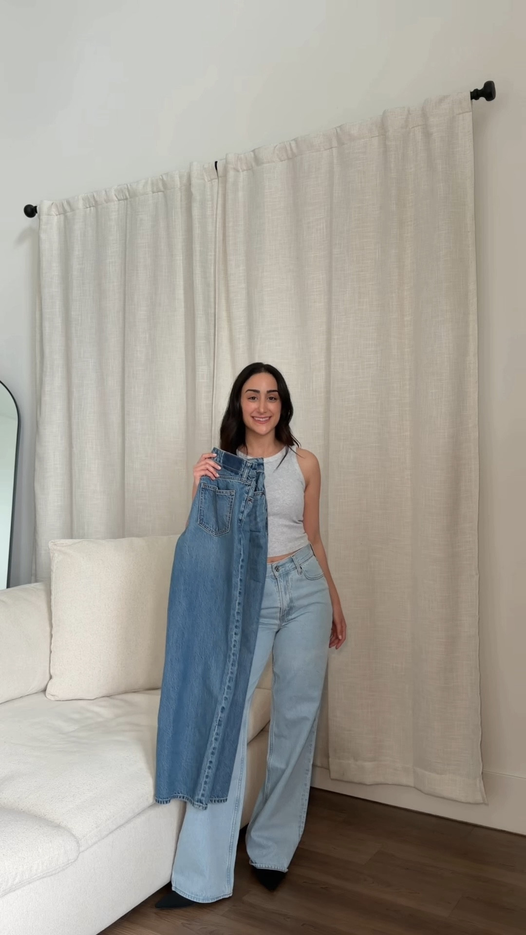 Try on my new Abercrombie denim with me ￼

#LTKootd