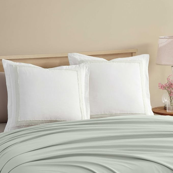 Laura Ashley – Euro Sham, Soft Cotton Ramie Blend, Decorative Bedding Accent, Lightweight, Perf... | Amazon (US)
