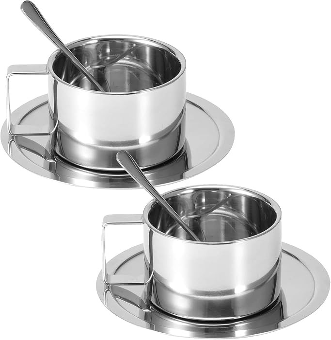 Hapivida 2Pcs Stainless Steel Coffee Cup Set, 200ml/7oz Insulated Coffee Cup Set Double Walled Mu... | Amazon (US)