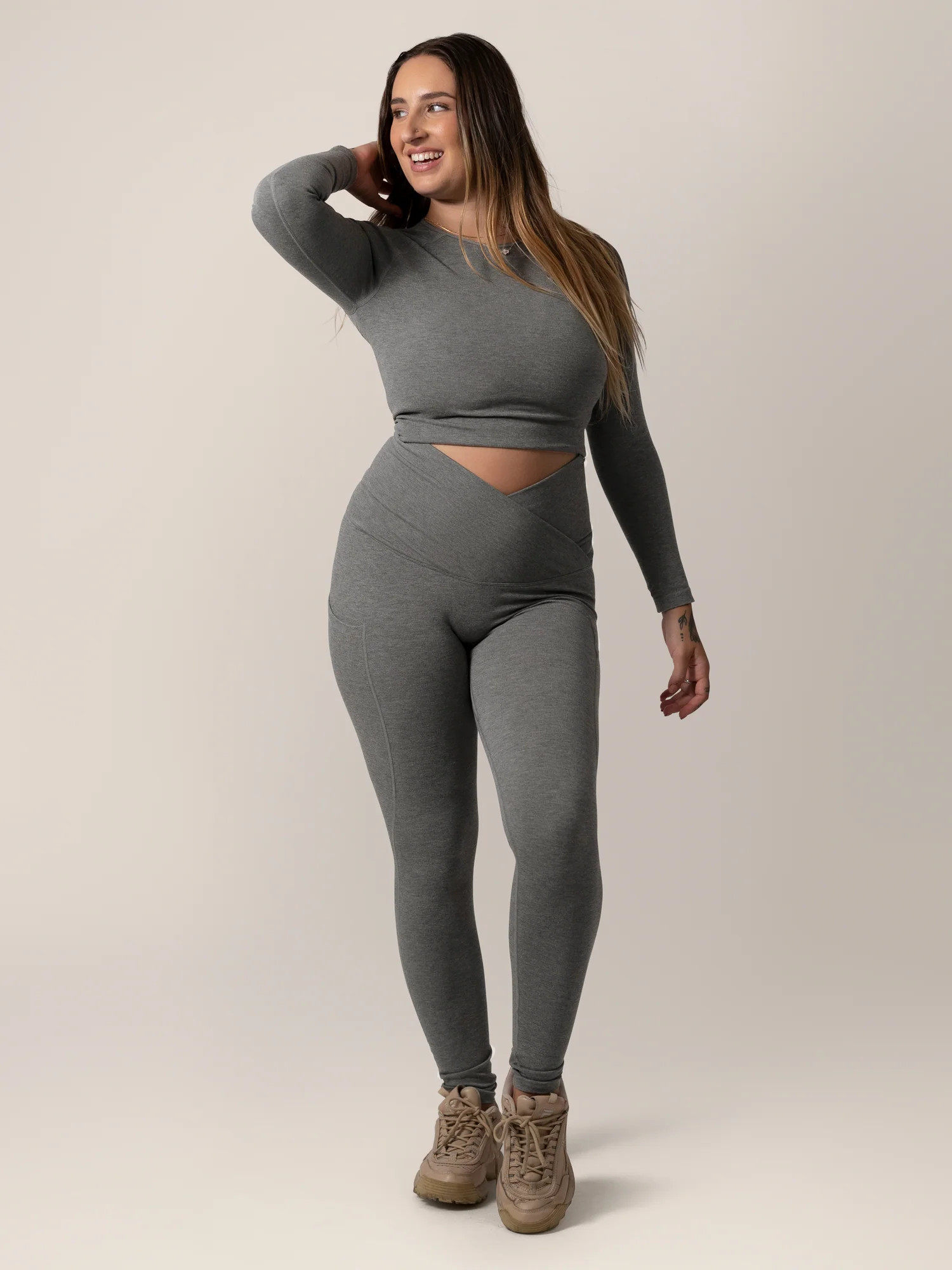 Sublime®️ Bamboo Maternity & Postpartum Crossover Legging | Charcoal - Kindred Bravely | Kindred Bravely