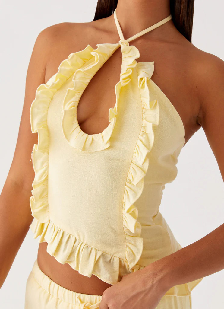 Mariella Linen Top - Yellow | Peppermayo (Global)