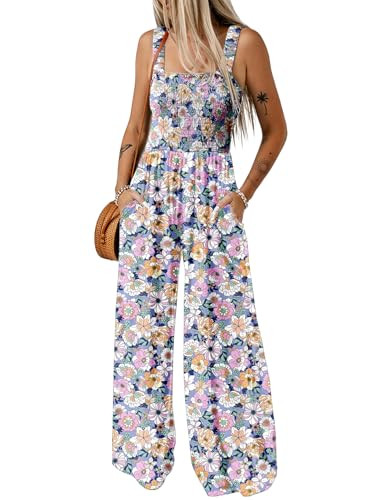 Dokotoo Loose Jumpsuits for Women Overalls Oversized Solid Color Wide Leg One Piece Sleeveless jumpsuit Long Pant Romper with Pockets 2025 Fashion Printed Purple Large | Amazon (US)