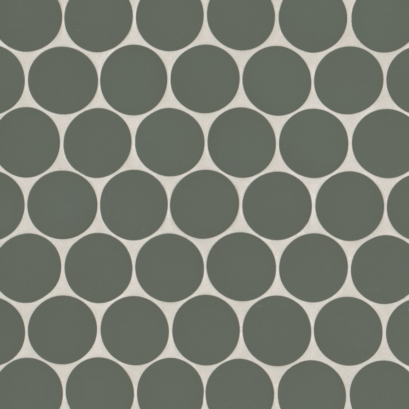 Makoto 2" Round Matte Porcelain Mosaic Tile in Midori Green | Bedrosians Tile & Stone