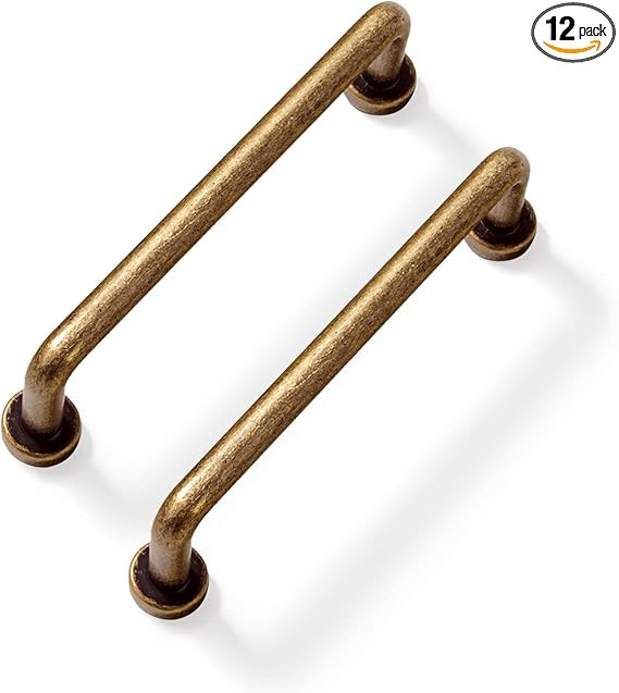 Yanxia 12 Pack Antique Brass Kitchen Cabinet Bar Pulls,Vintage-Inspired Decor,3-3/4" Center to Ce... | Amazon (US)
