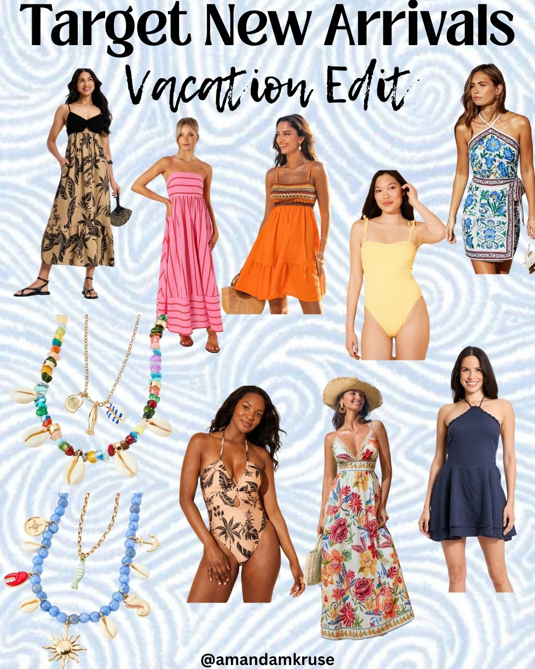 New @Target finds that are giving major vacation vibes ☀️🌴 From breezy dresses and chic accessories to flattering one-piece swimsuits, these pieces are perfect for summer getaways, beach days, and warm-weather dinners. 

Beach dress, beach outfit, vacation dress, vacation outfit, tropical print dress, maxi dress, halter dress, one piece swimsuit, swimwear, beaded necklace, charm necklace, target finds

#LTKTravel #LTKSeasonal #LTKSaleAlert