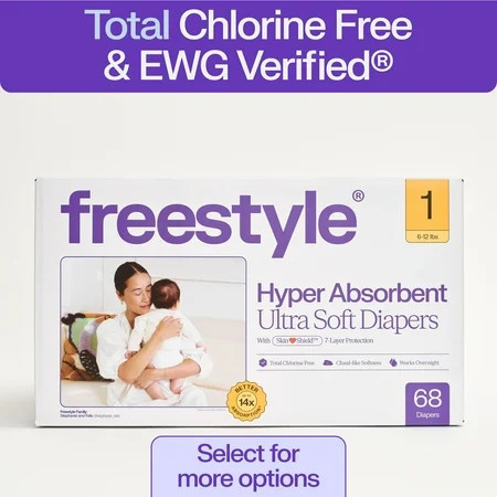 Freestyle Hyper Absorbent Ultra Soft TCF Baby Diapers, Size 1, 68 Count (Select for More) | Walmart (US)