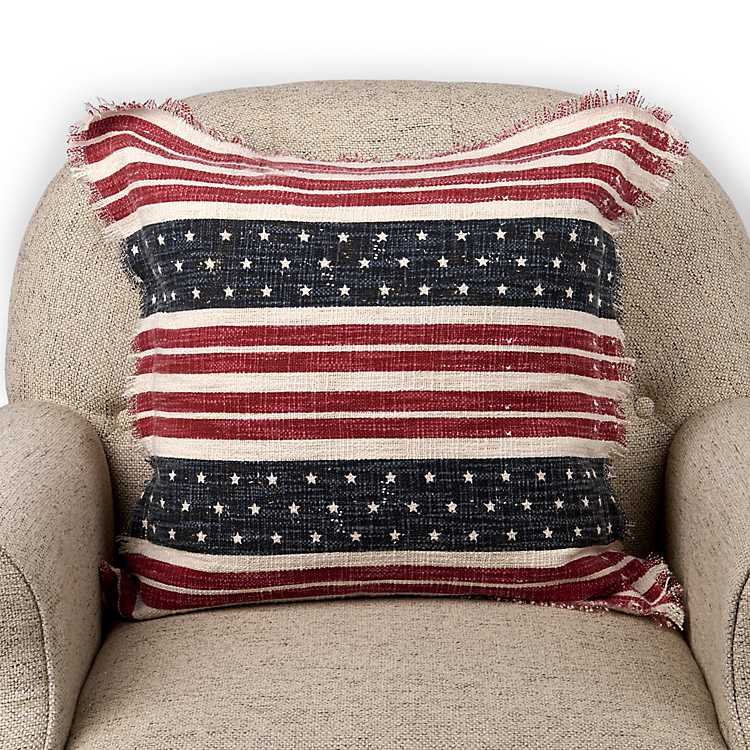 Stars and Stripes Fringe Pillow | Kirklands