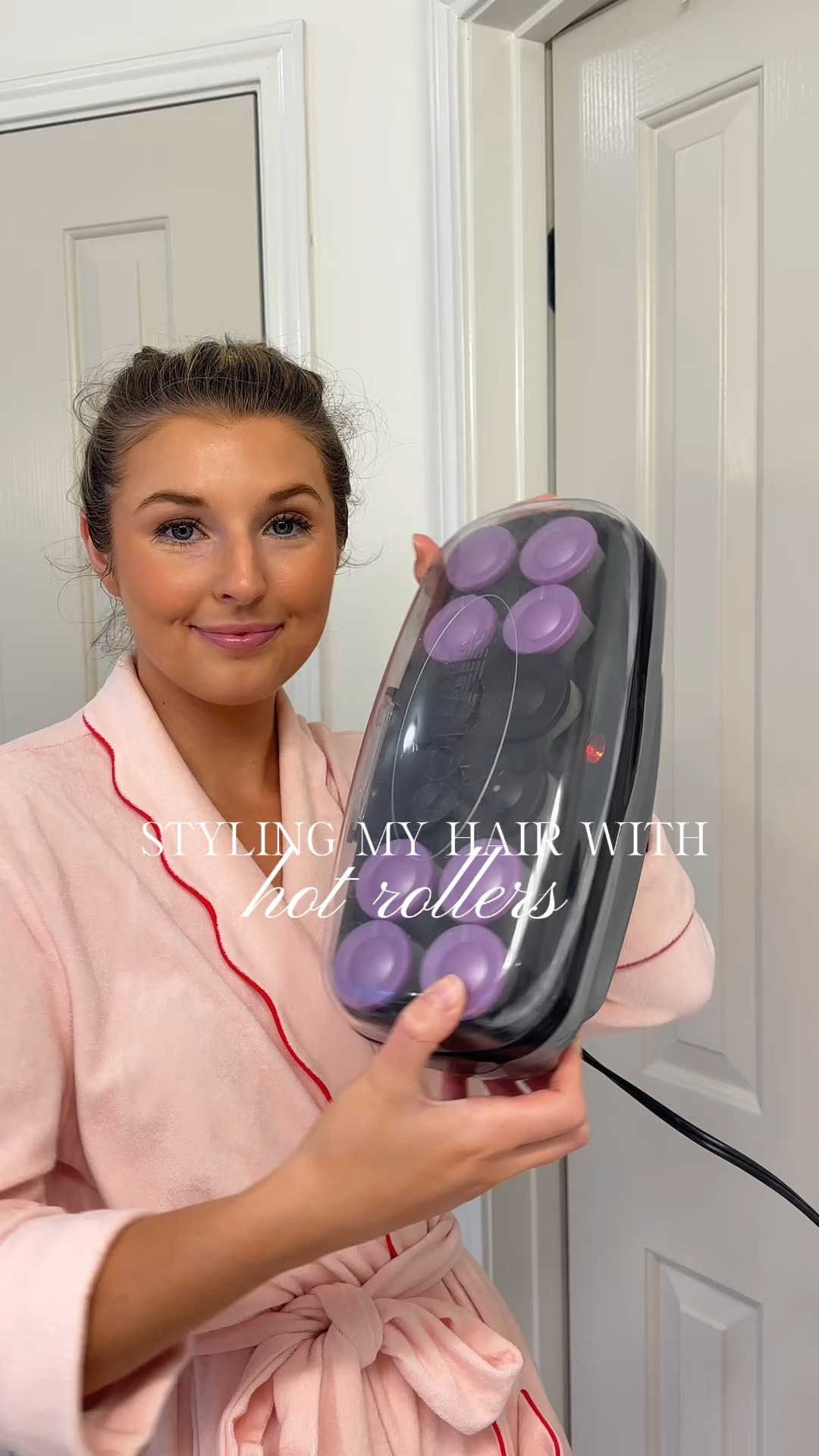 Quick tutorial with hot rollers! :)
1. Starting with clean, dry hair
2. Heat up rollers
3. Section the hair, spray with setting spray, and roll the hair, secure it with a clip on the back side to avoid a crimp!
4. Let the rollers set until completely cool & then take them out! 