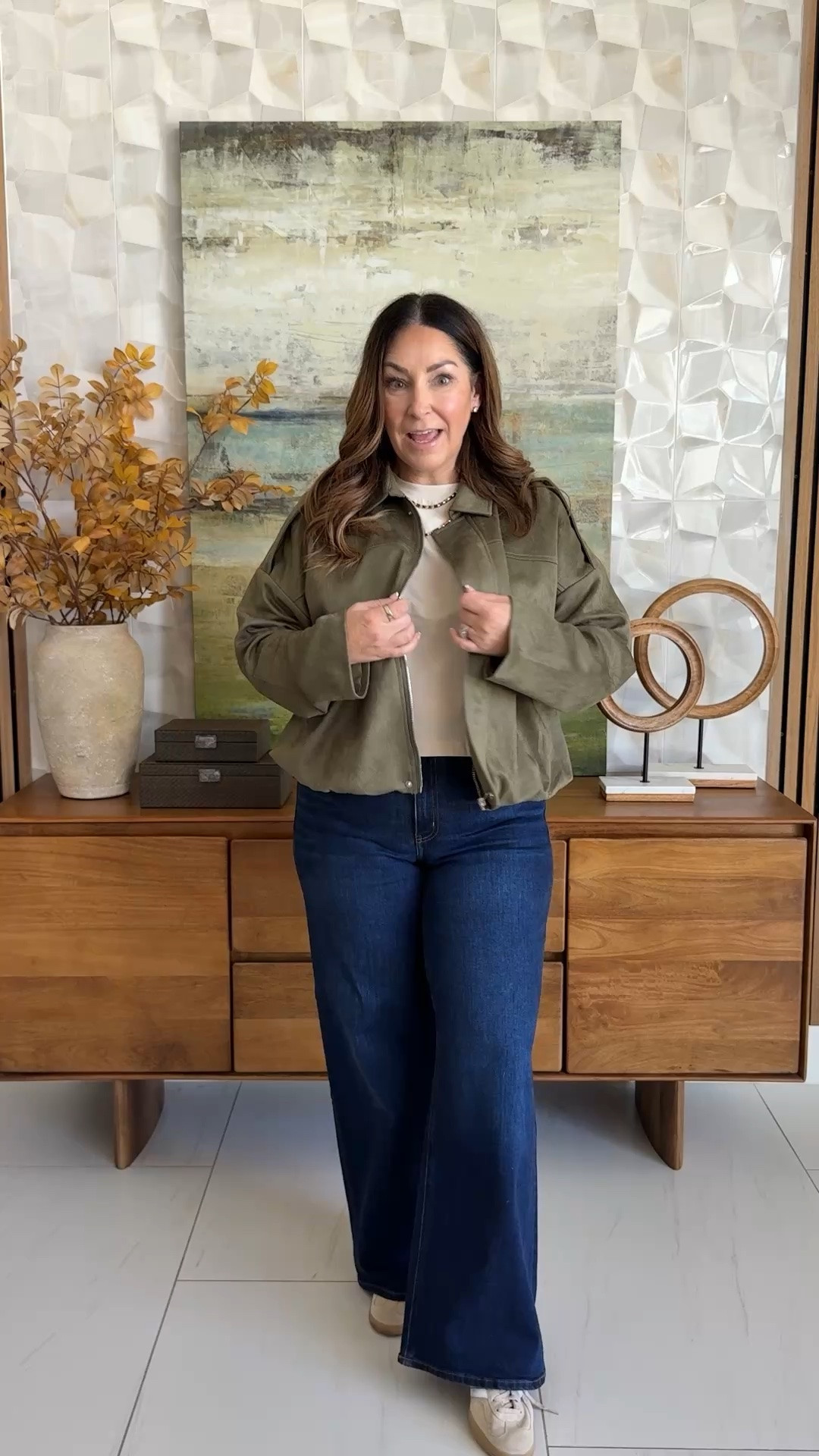 Amazon Womens Faux Suede Bomber Jacket Oversized Long Sleeve Cropped Coat in Green
📏Wearing Jacket, L | Pants, 31 | Tee, L

#LTKSeasonal #LTKOver40 #LTKMidsize
