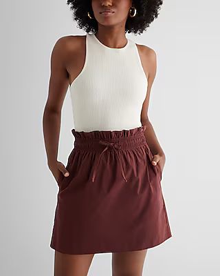 High Waisted Paperbag Mini Skirt | Express