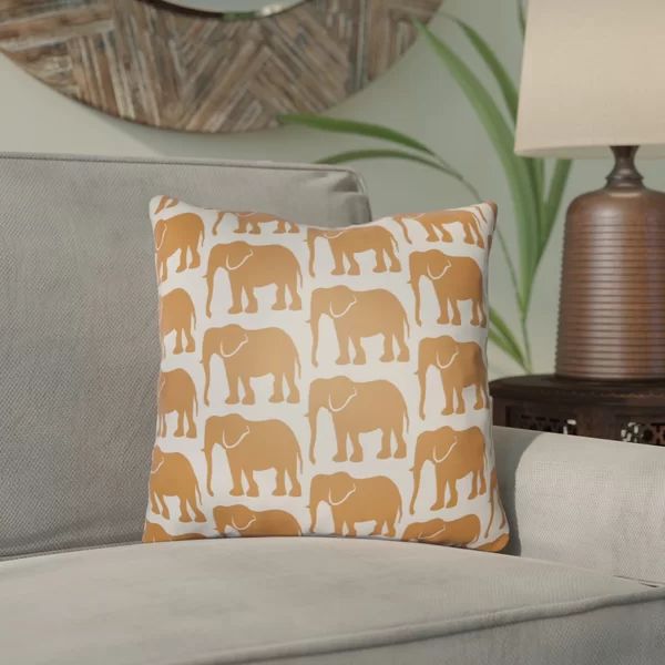 Jadyn Elephant Indoor/Outdoor Throw Pillow Cover | Wayfair North America