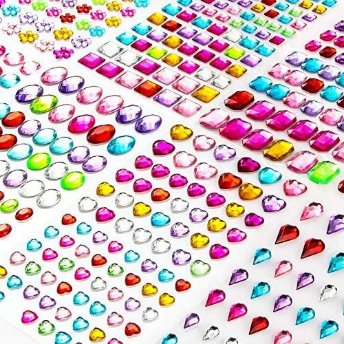 Gem Stickers 1200+ Self Adhesive Jewel for Crafts Sparkly Flatback Rhinestone Stickers Crystal St... | Amazon (US)