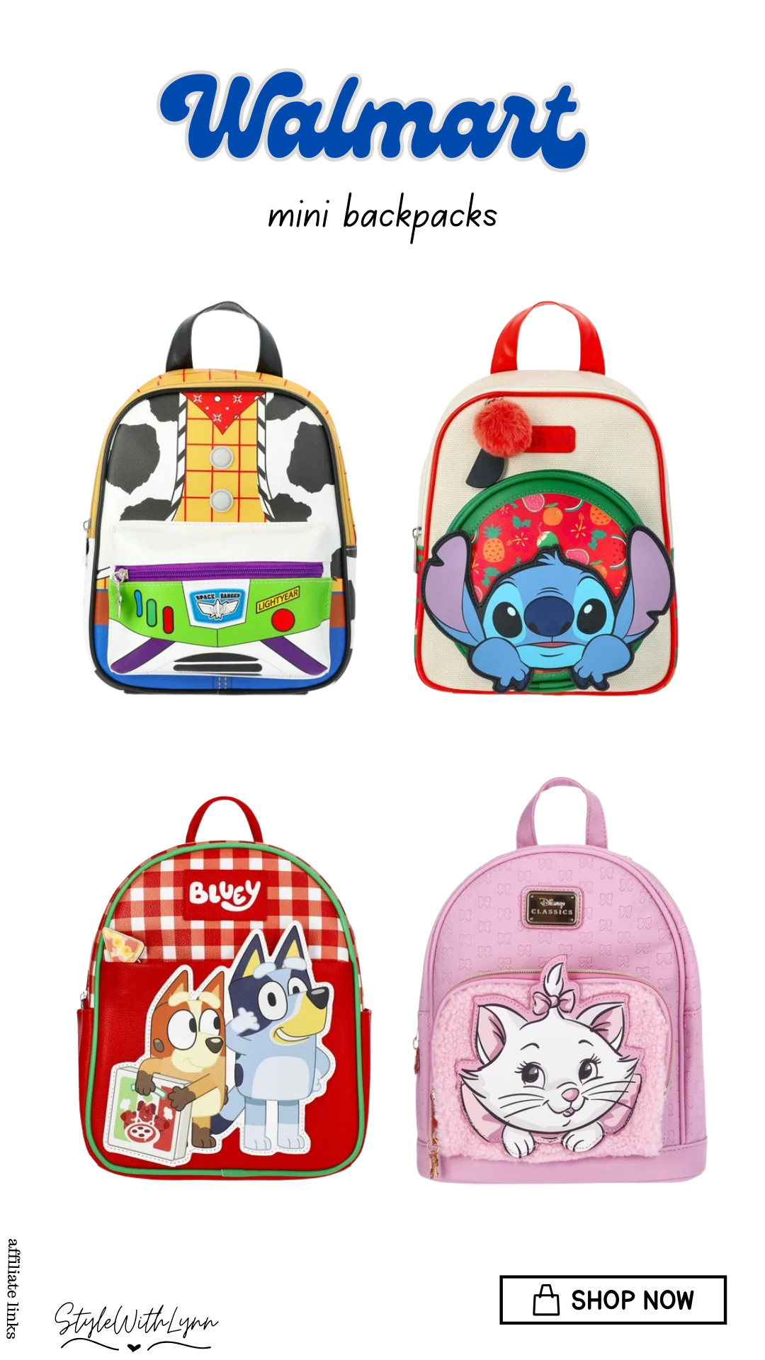 ✨ Mini backpacks, major main character energy. ✨

If you're headed to Disney World, these adorable character mini backpacks from Walmart are the perfect park accessory! From Toy Story favorites and Stitch summer vibes to Bluey fun and Marie's sweet pink style, there's a backpack for every Disney-loving girl. 💙🎒

The best part? They look designer-inspired without the designer price tag. Perfect for carrying your park essentials while adding a little extra magic to your Disney outfit.

Which one are you choosing: 🤠 Toy Story, 🌺 Stitch, 🐾 Bluey, or 🎀 Marie?

🛍️ Shop my picks below and follow for more Disney outfit inspiration, Disney park essentials, Walmart finds, affordable Disney accessories, and Disney World style ideas!

#DisneyWorld #DisneyStyle #DisneyOutfitInspo #DisneyAccessories #DisneyBackpack #MiniBackpack #WalmartFinds #DisneyFashion #DisneyMom #DisneyParks #ToyStory #Stitch #Bluey #MarieCat #AffordableFashion #ParkBag #DisneyInfluencer #StyleWithLynn #DisneyMustHaves #WalmartFashion 

 #LTKootd #LTKTravel