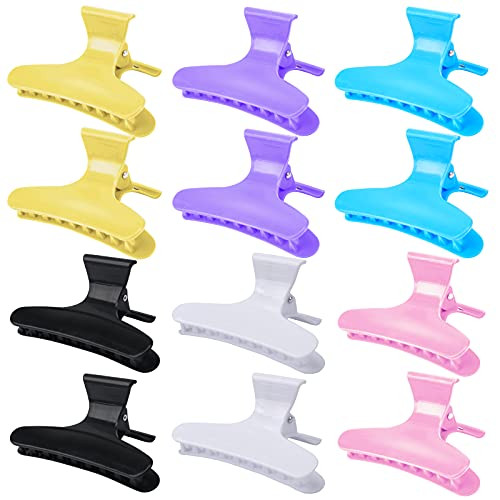 Ondder 12 Pack Butterfly Hair Clamps Clips Hair Claw Clips Salon Pro Section Clip for Styling, Sectioning, Cutting, Coloring Large Hair Clips Hairdressing Salon Tool Hair Accessories for Women Girls | Amazon (US)