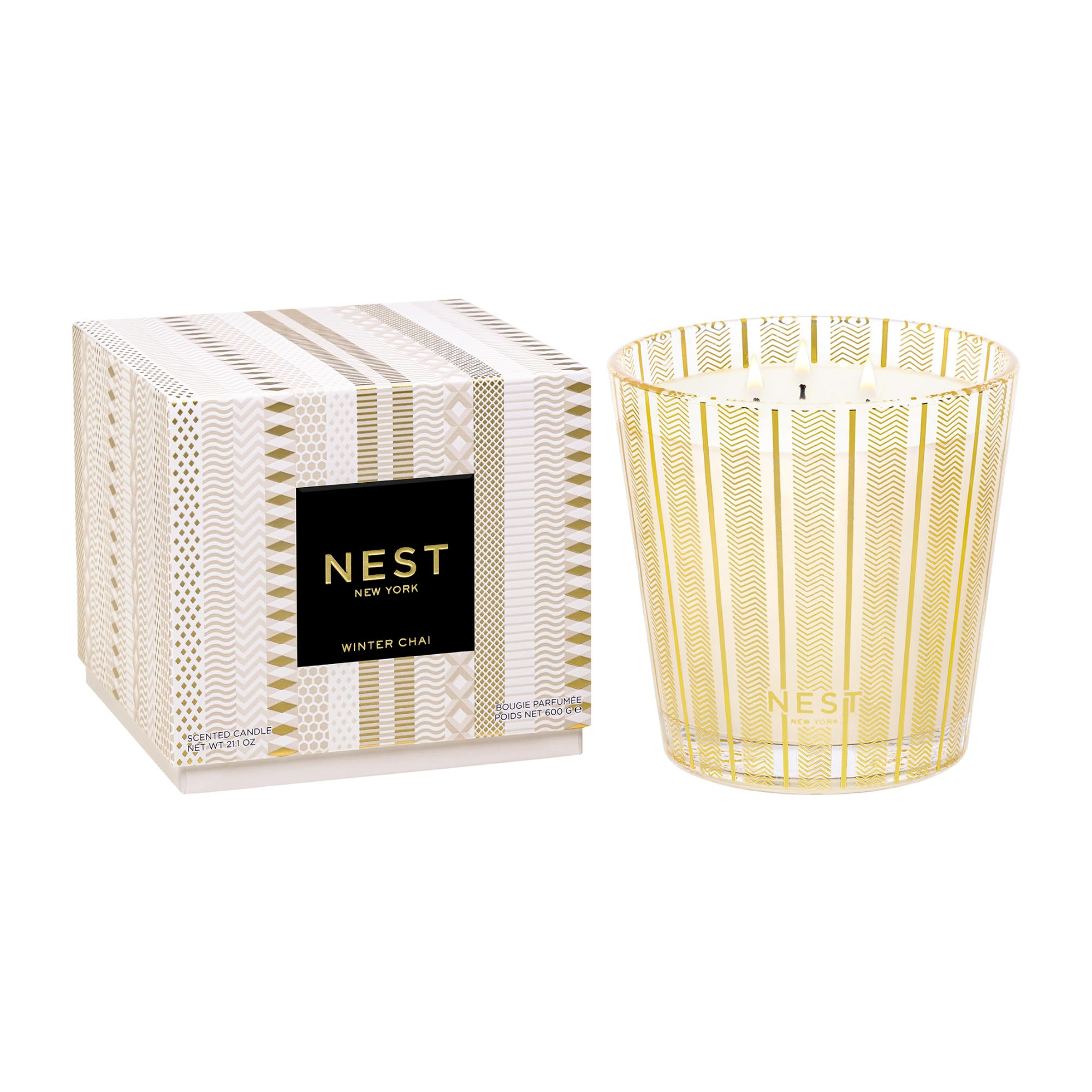 NEST New York Scented 3-Wick Candle, Winter Chai - 21.2 oz - Up to 100-Hour Burn Time - Reusable ... | Amazon (US)