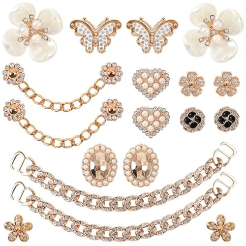 18 Pcs Bling Shoe Charms Bling Chain Shoes Charms Accessories for Women Butterfly Flower Clog Shoes Decoration Crystal Rhinestone Shoes Charm Cute Decor for Party Birthday Valentines Day Gifts | Amazon (US)