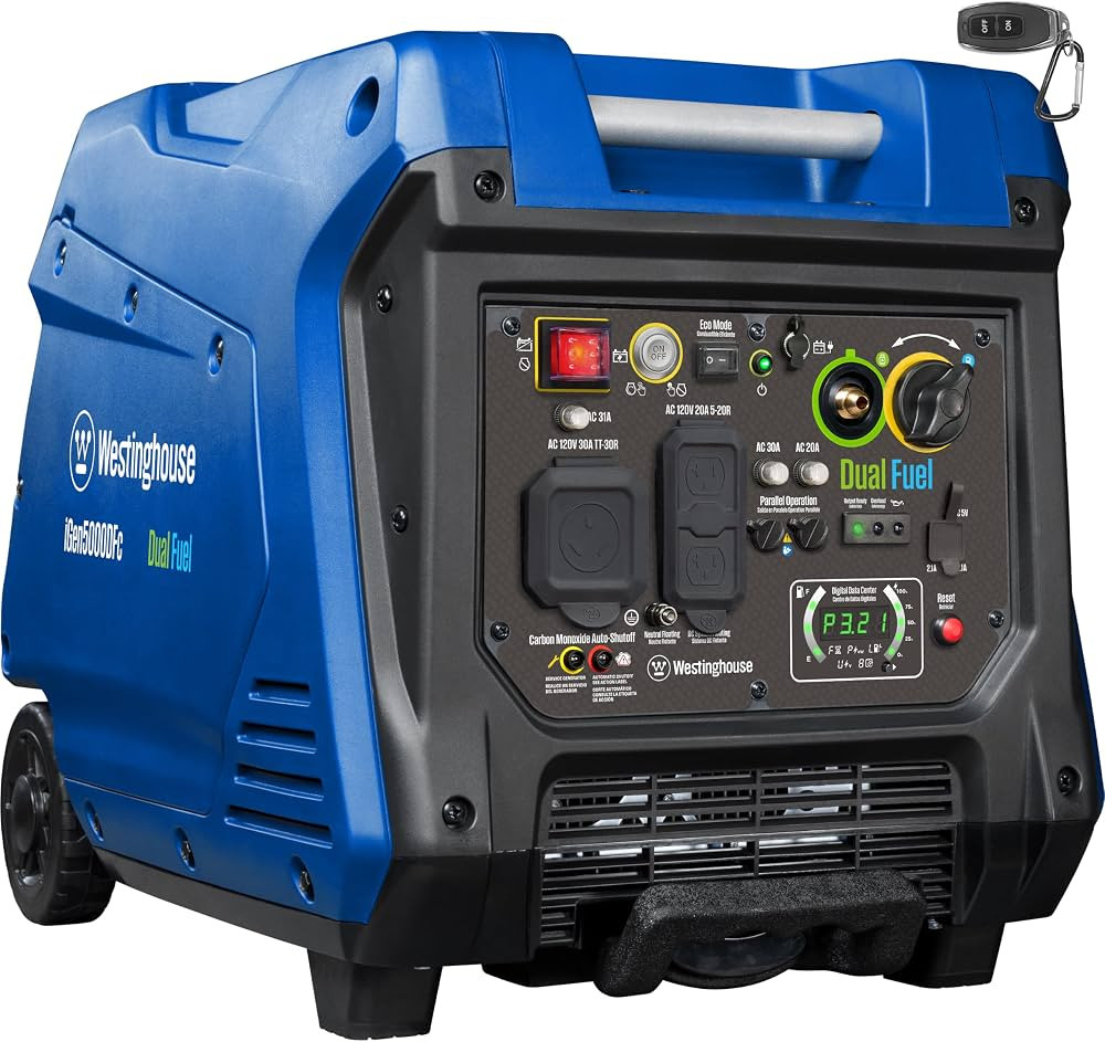 Westinghouse 5000 Peak Watt Super Quiet Dual Fuel Portable Inverter Generator, Remote Electric St... | Amazon (US)