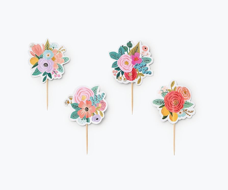 RIFLE PAPER CO. Garden Party Cupcake Kit, 24 Assorted Liners in 2 Designs, 24 Assorted Double Sid... | Amazon (US)