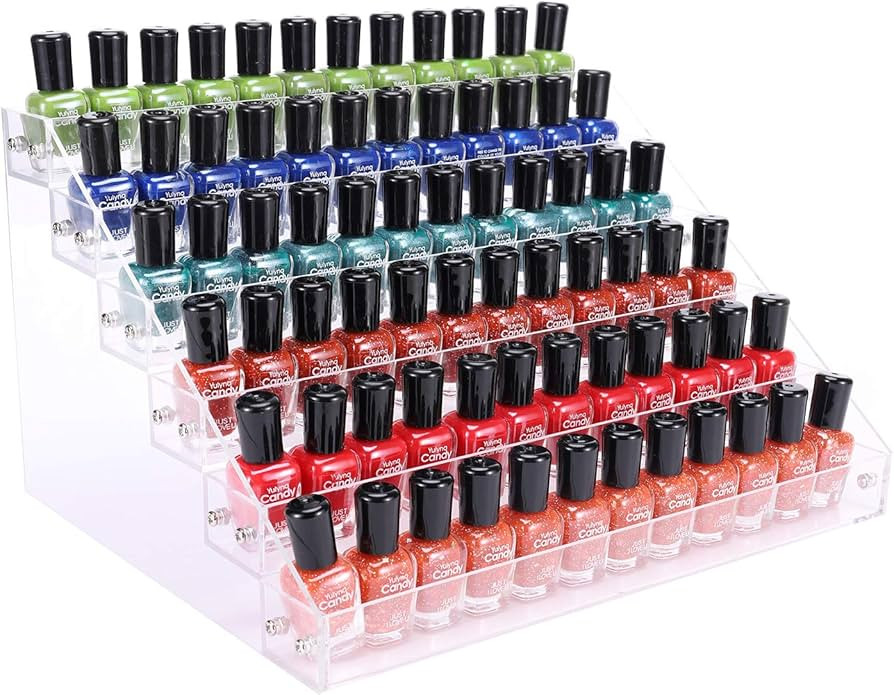 BTremary Clear Nail Polish Organizer Holder Rack Shelf 6 Tier Acrylic Tattoo Ink Essential Oil Di... | Amazon (US)