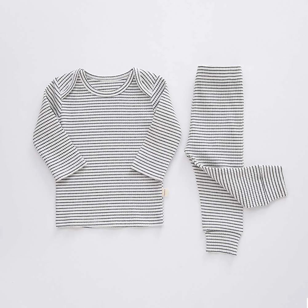 GYRATEDREAM 6M-3T Infant Toddler Kids Organic Cotton Knit Pajamas Set Long Sleeve Tops Pants Stri... | Walmart (US)