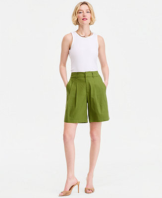 I.N.C. International Concepts Women's High-Rise Linen Bermuda Shorts, Exclusively at Macy's  - Ma... | Macy's