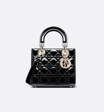 Small Lady Dior Bag Black Patent Cannage Calfskin | DIOR | Dior Beauty (US)