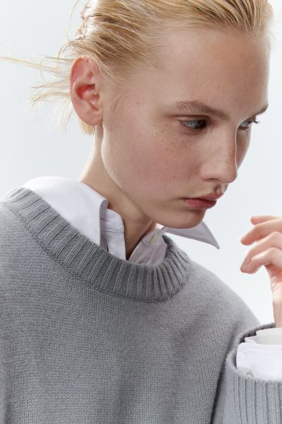 Oversized cashmere-blend jumper - Grey - Ladies | H&M GB | H&M (UK, MY, IN, SG, PH, TW, HK)