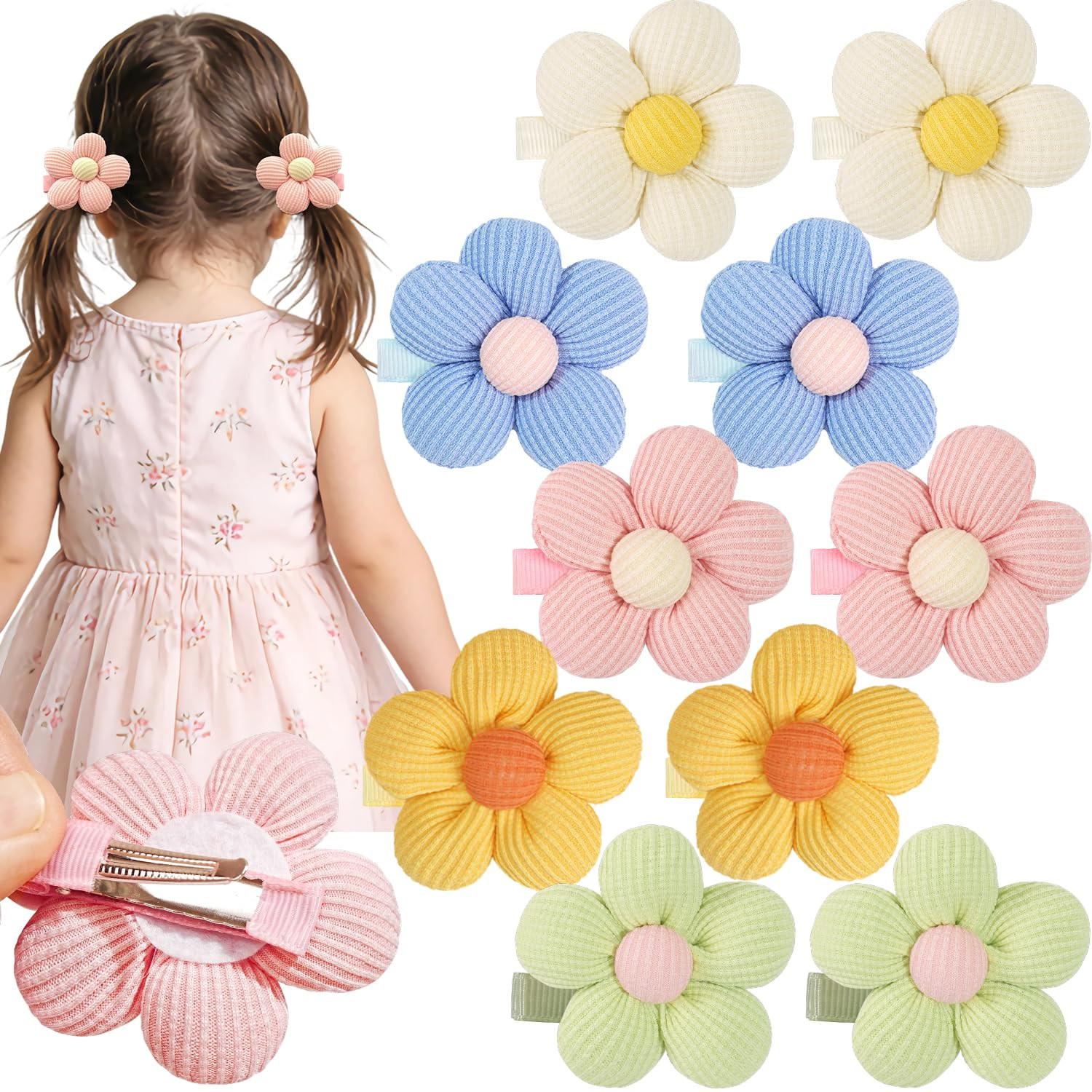 CÉLLOT Flower Hair Clips,10 Pcs Non-Slip Flower Bows Alligator Clips Hair Accessories for Girls ... | Amazon (US)