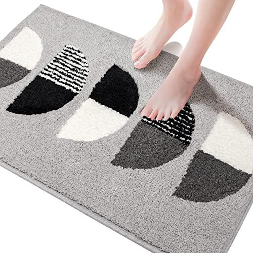 DEXDE Grey Bathroom Rugs Non-Slip Bath Mat, Boho Machine Washable Bath Rugs Bath mats for Bathroom,  | Amazon (US)