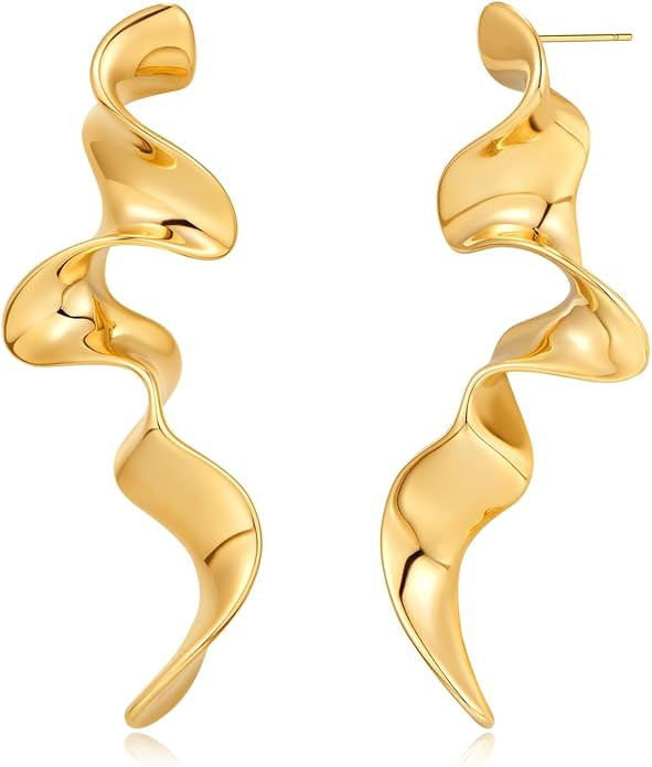 Gold Irregular Abstract Geometric Earrings Hypoallergenic Gold Plated Geometric Boho Earrings | Amazon (US)