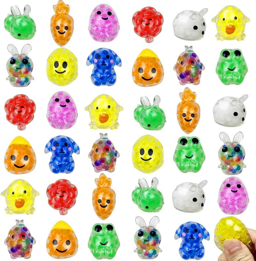 Jofan 36 PCS Easter Mini Stress Balls Squishies Stress Relief Toys for Easter Basket Stuffers Egg... | Amazon (US)