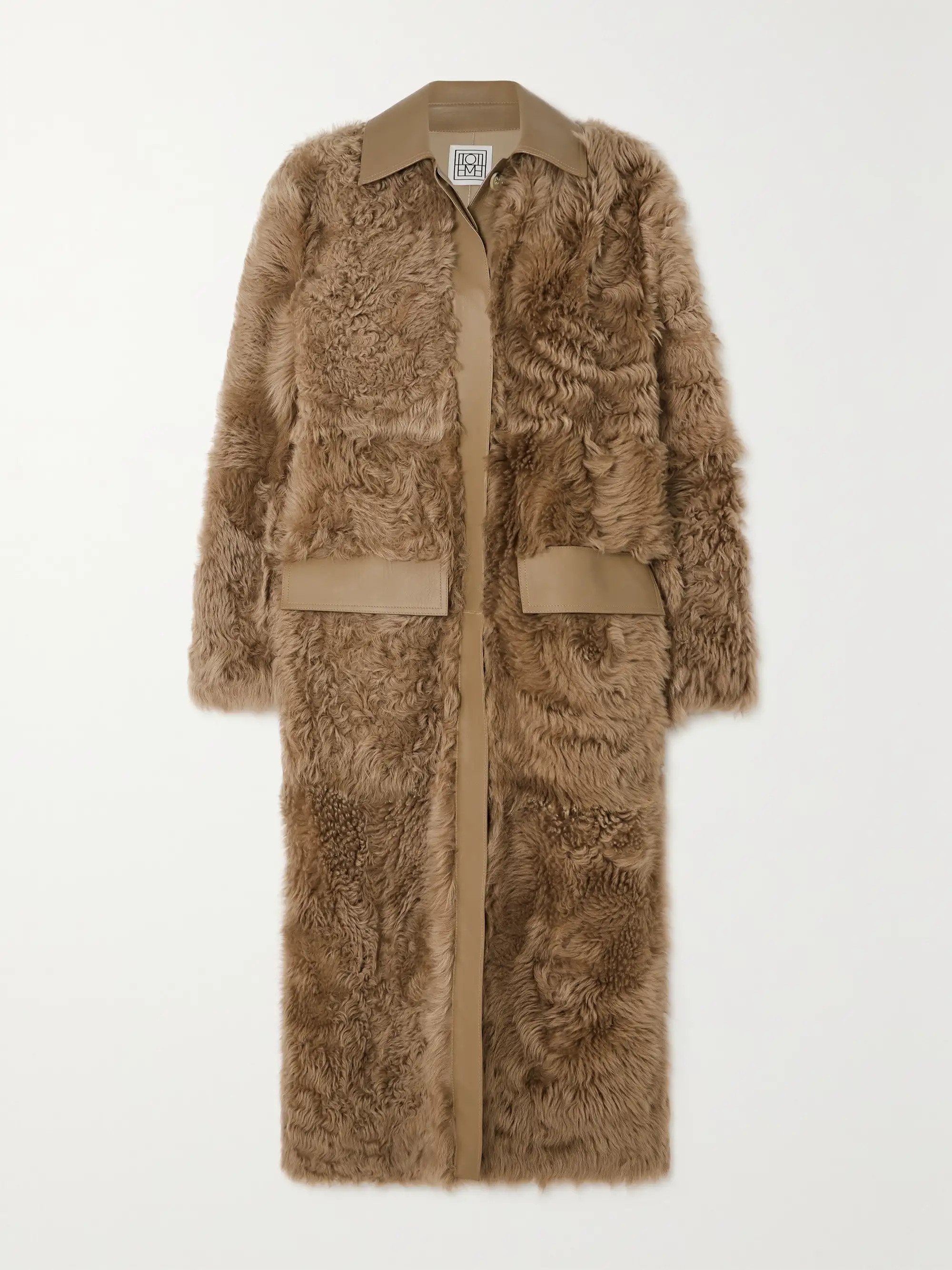 + NET SUSTAIN leather-trimmed shearling coat | NET-A-PORTER (US)